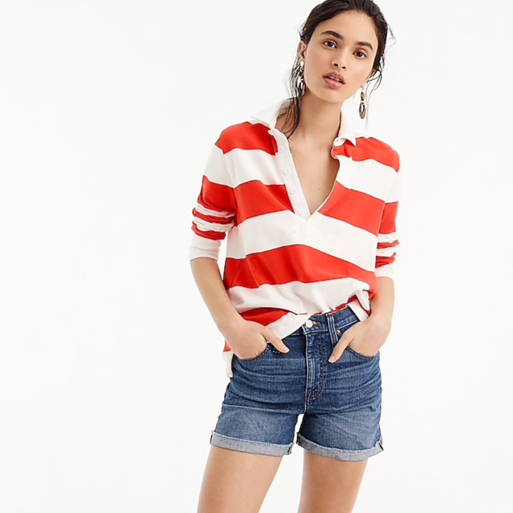 Jcrew Women's 1984 rugby shirt in stripe NWT Sz M
